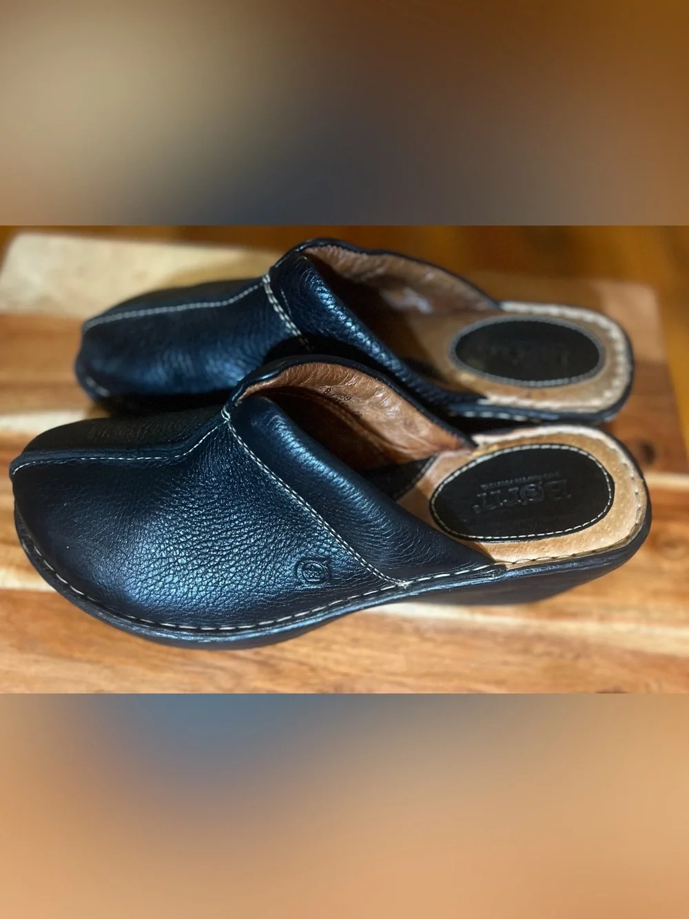 🖤 Born Concept Leather Wedge Slide Sandals – Size 7.5